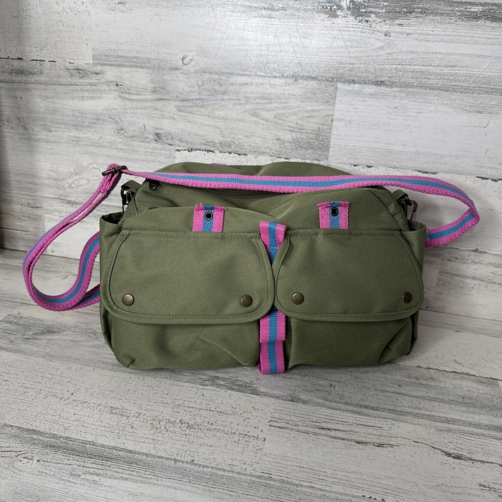 Green Multi 10X13" Ralph Lauren Messenger Bag Purse with 48" Adjustable Handle